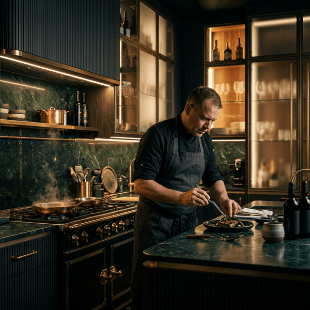 Chef Khanh in a professional kitchen